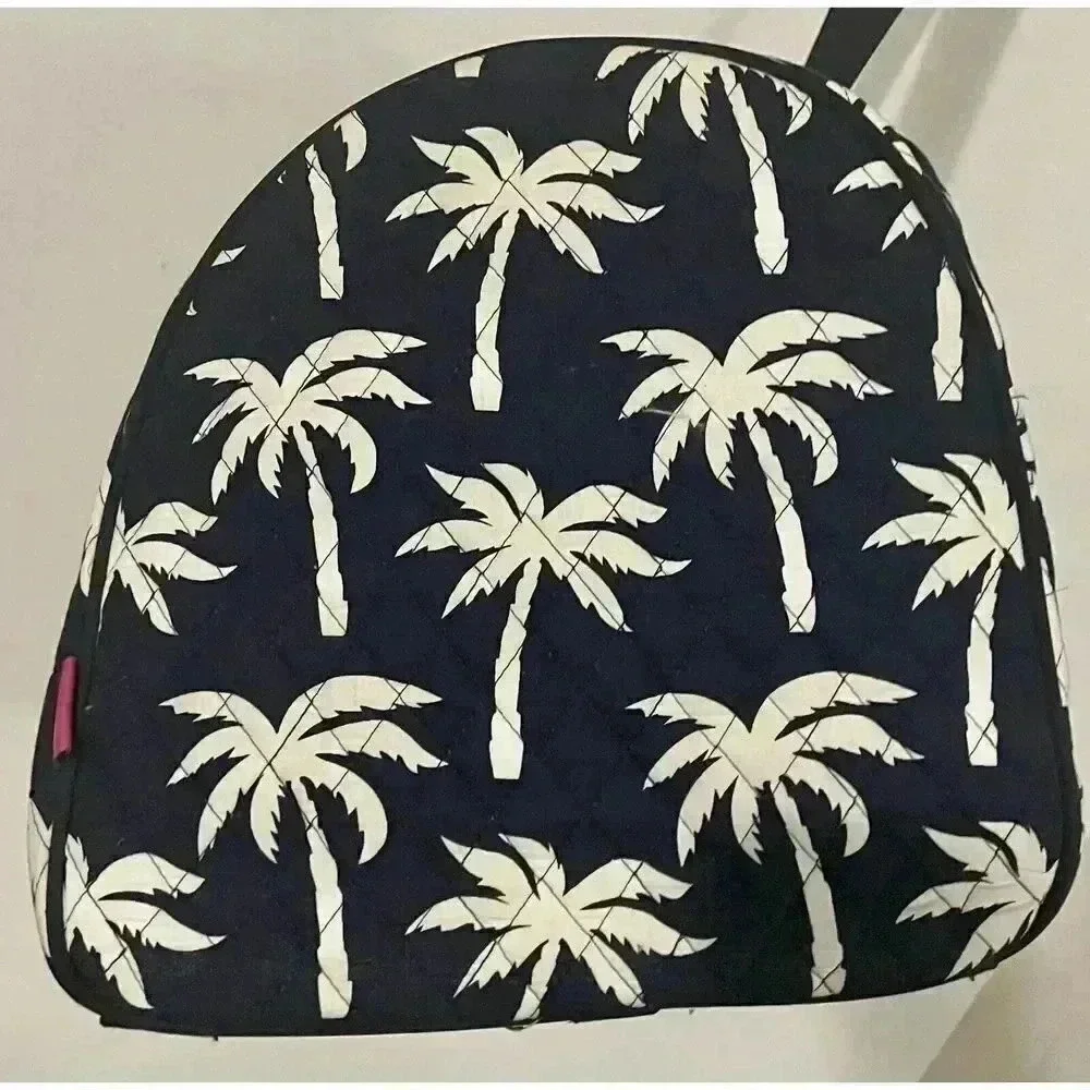NGIL Quilted Palm Tree Travel Duffel Bag Blue White 21” L x 10‎ 1/4” H x 10” W